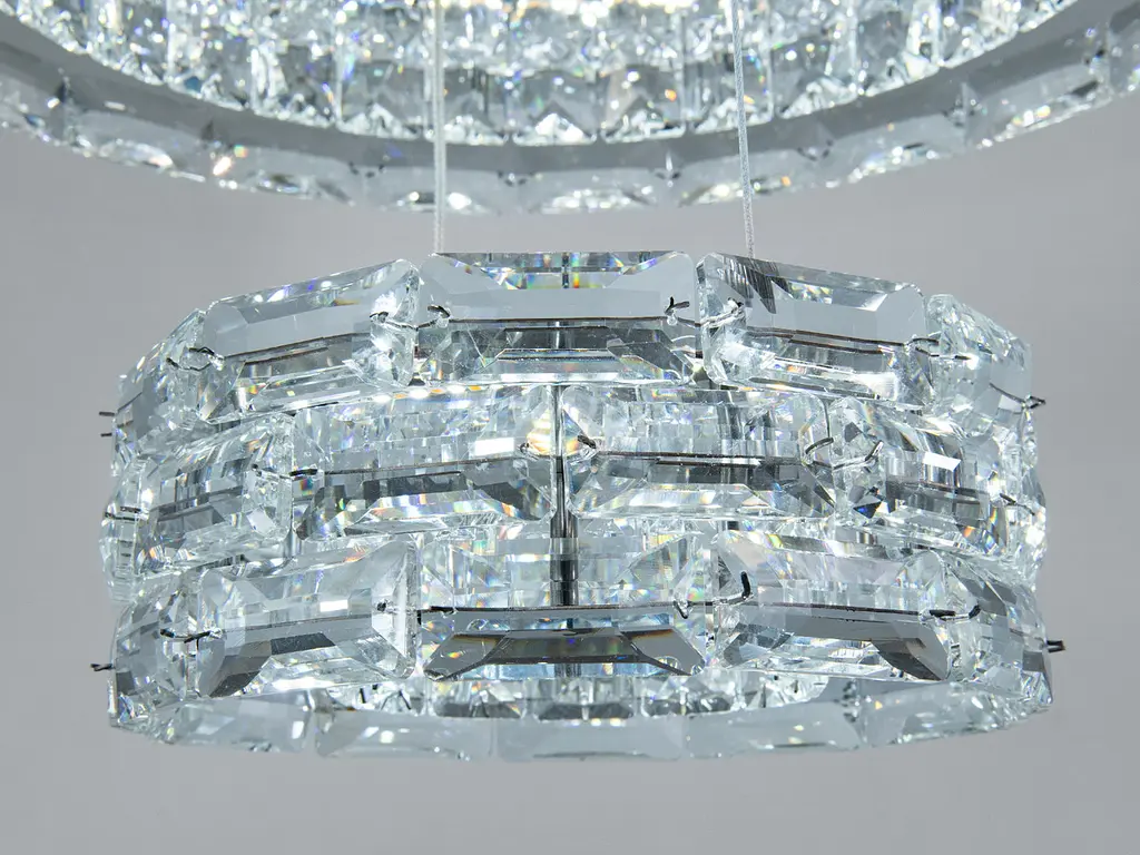 Підвісна LED-люстра Diasha 7896/600+400+200CH з трьома кришталевими кільцями, пультом, 70 W, CH, 59 см, 12-20m2 - фото 7