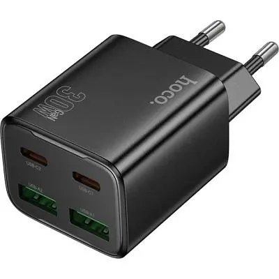 Зарядний пристрій HOCO N56 2xUSB-C PD30W + 2xUSB black (6942007632492)