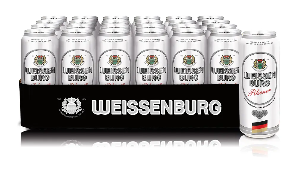 Упаковка пива Weissenburg Pilsener світле фільтроване 5% 12 л (0.5 л x 24 шт.) з/б  - фото 2
