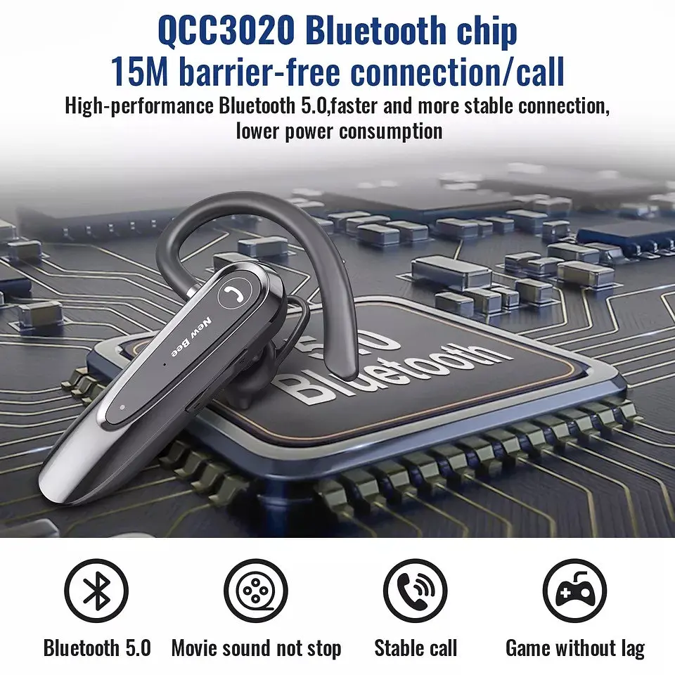 Бездротова гарнітура Bluetooth навушник вкладиш New Bee LC-B45C з активним шумозаглушенням + кейс-чохол Чорний - фото 9