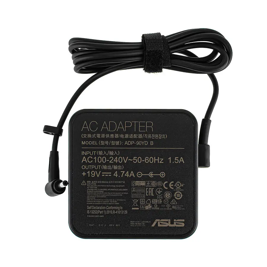 Блок живлення для ноутбука Asus 19V, 4.74A, 90W, 4.0x1.35мм, L-подібний роз'єм, black, квадратний, для Asus Zenbook UX32 (без кабеля!) - фото 3