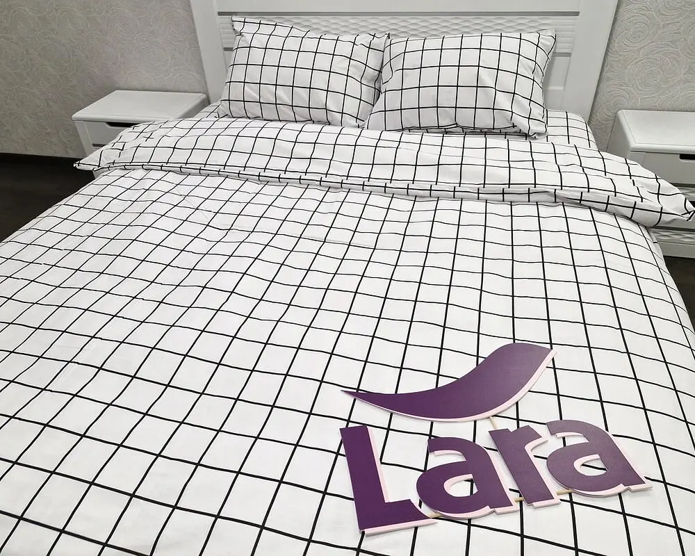 Постільна білизна LARA бязь d11357e160 з простирадлом на резинці 160х200х25 євро 200х220 см - фото 6