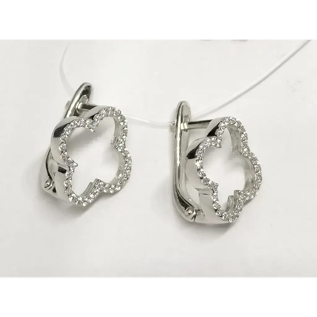 Срібні сережки Qvaliz з фіанітами. 90201126 - фото 3