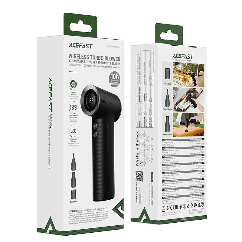 Портативний вентилятор Acefast powerful handheld fan with digital display YF4 |38min-10h| - фото 2