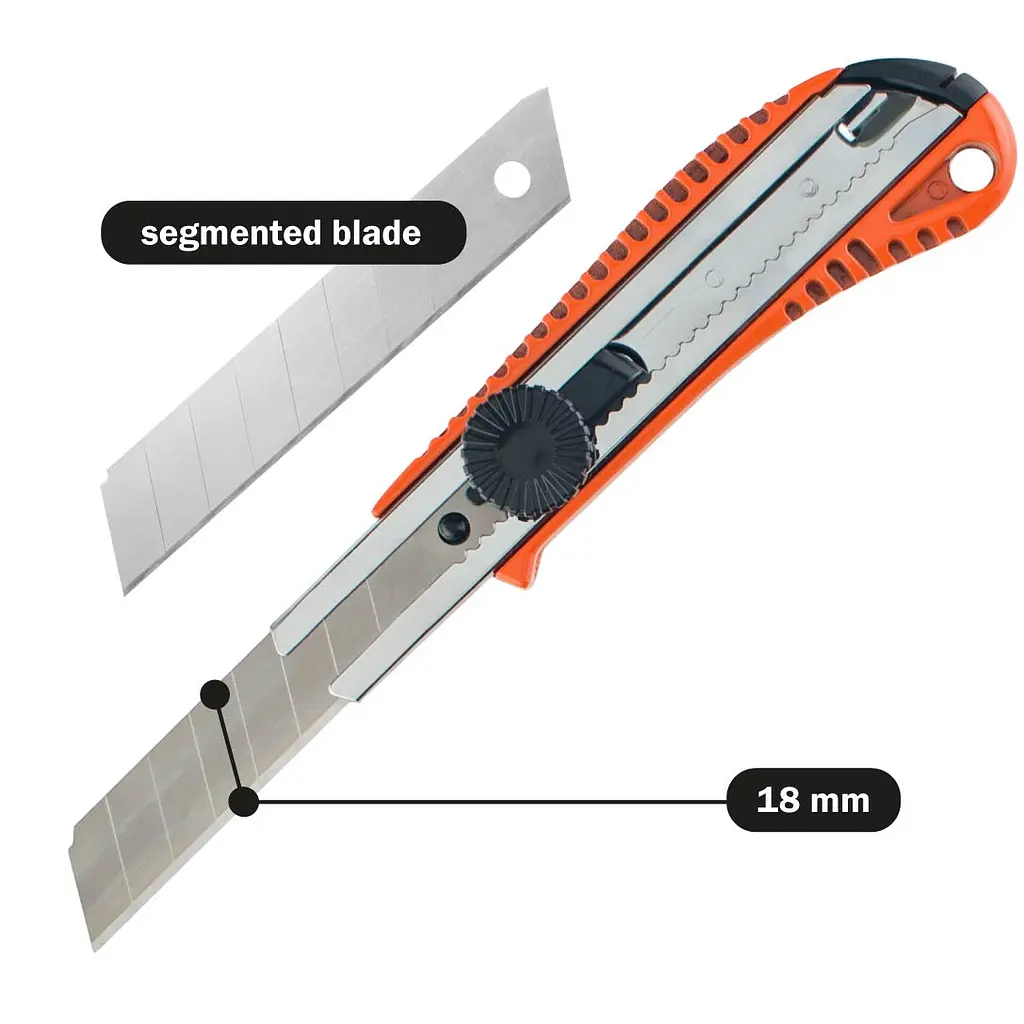Ніж будівельний Polax металевий з висувним лезом, гвинтовий замок 18 мм (23-006) - фото 2