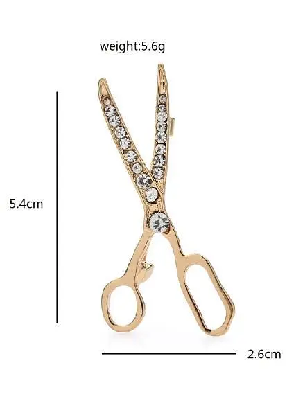 Брошь ножницы булавка белый металл - фото 2