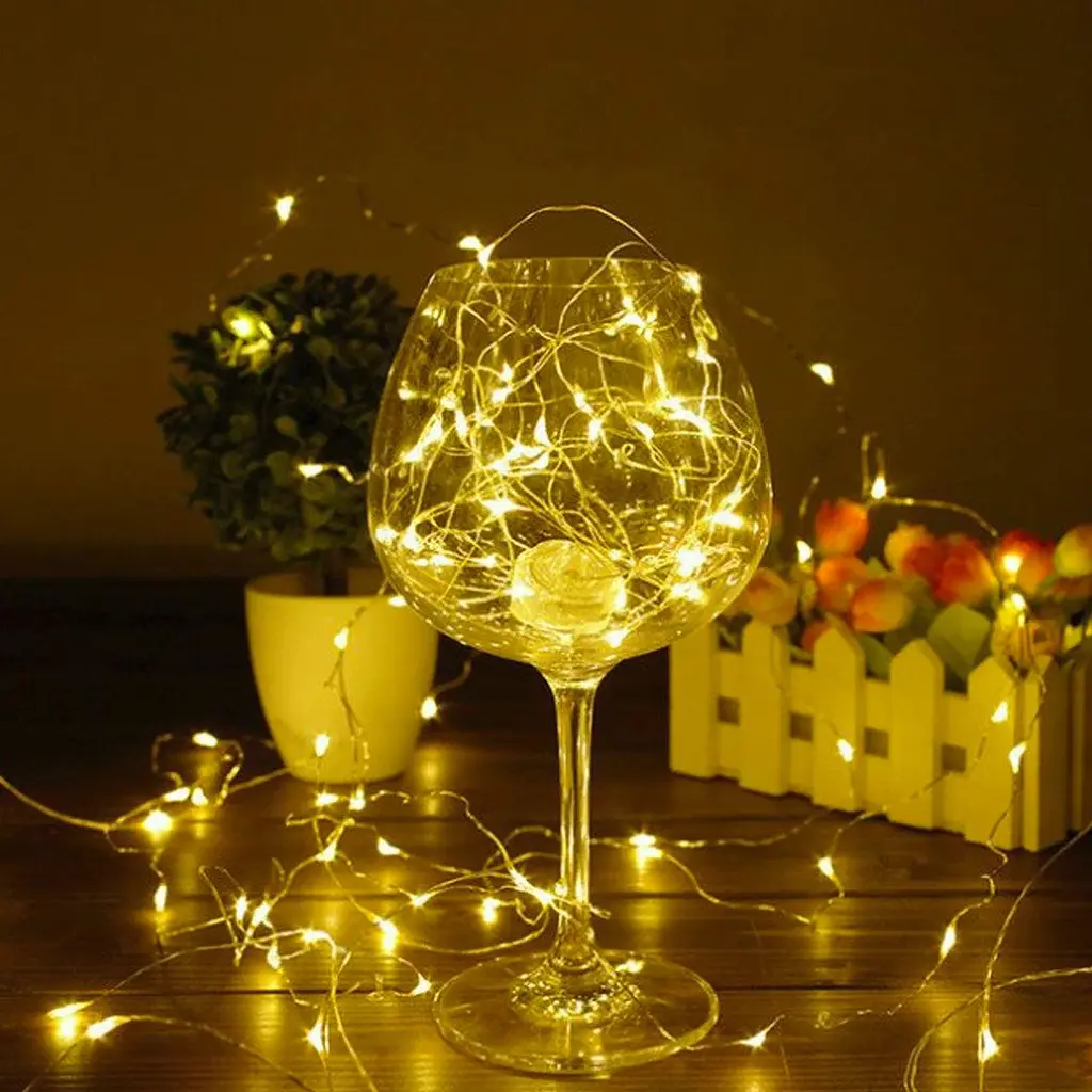 Гірлянда Роса Нитка 100 LED на батарейках 10 м Тепло білий - фото 5