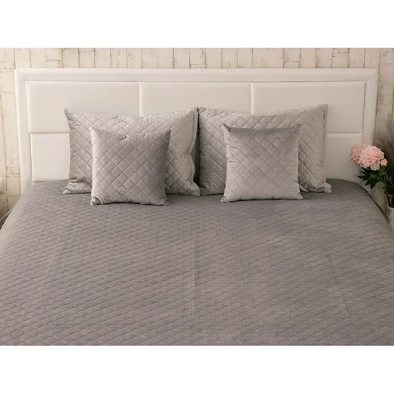 Покривало Руно двостороннє декоративне Velour сіре ромб 180х220 см - фото 3