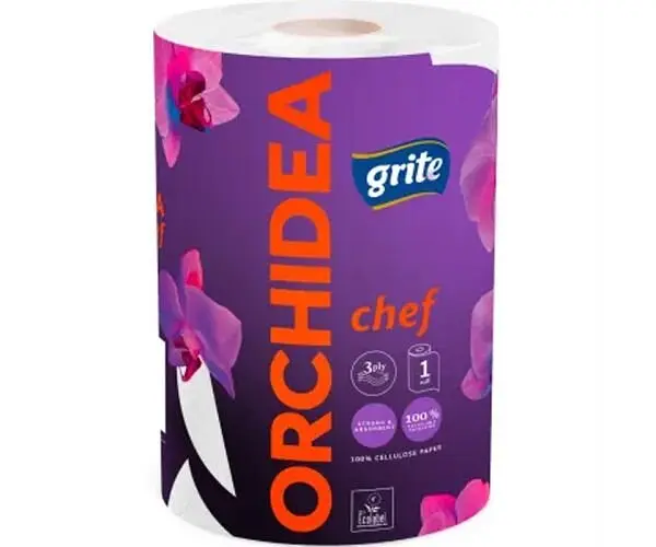 Grite, Orchidea, 1 рул., Рушники паперові Гріте Орхідея, 3-шарові, 41 м, 230 аркушів, 230х170 мм - фото 3