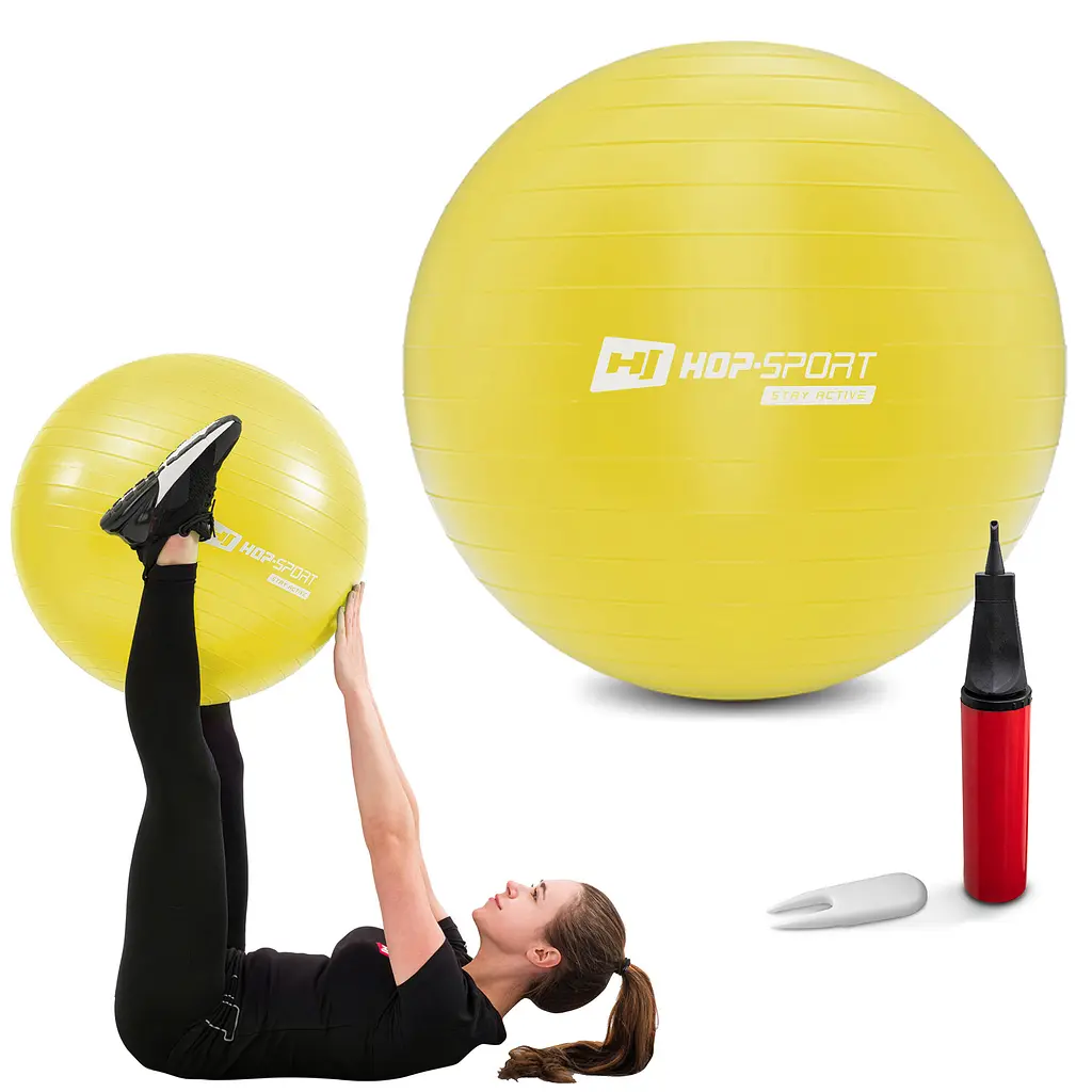 Фітбол Hop-Sport 55см жовтий + насос 2020 - фото 4