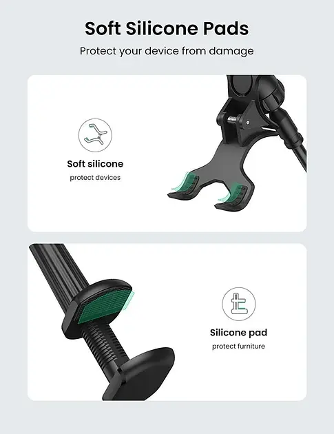 Подставка-держатель для телефона Ugreen LP113 Multifunction Phone Clip Stand с креплением черный (80906) - фото 3