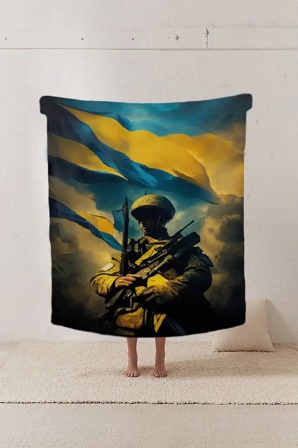 Плед патріотичний 3D Захисник України 20222424_B 12187 135х160 см - фото 2