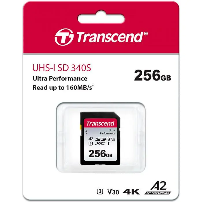 Карта пам'яті Transcend 256GB SD C10 UHS-I U3 A2 R160/W90MB/s 4K (TS256GSDC340S) - фото 2