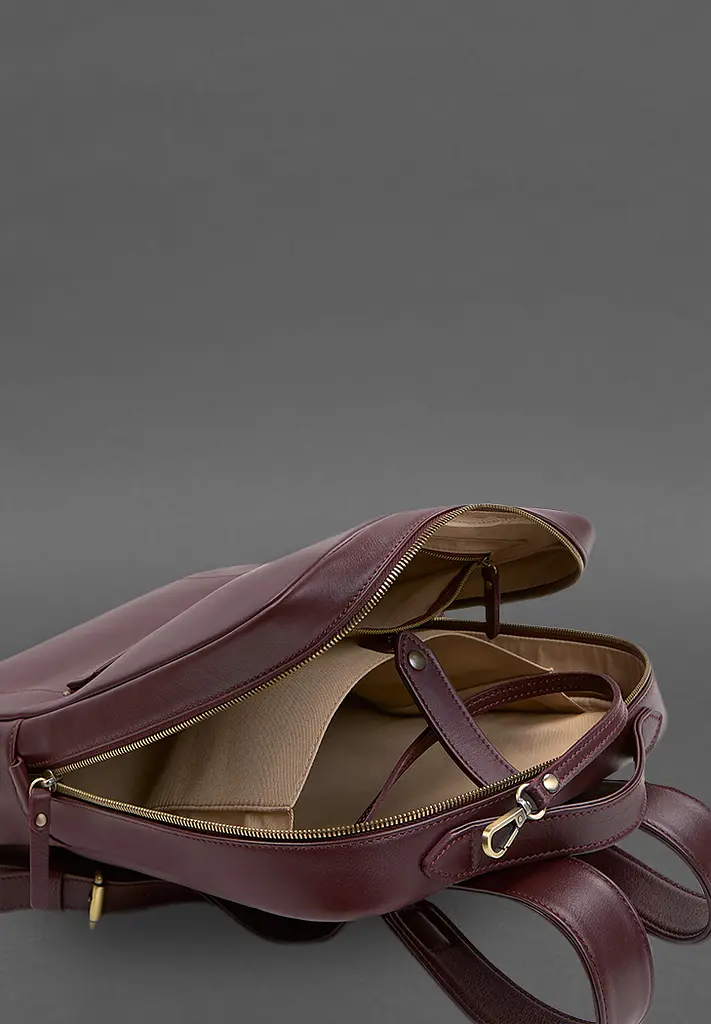 Кожаный городской рюкзак на молнии Cooper maxi бордовый - фото 5