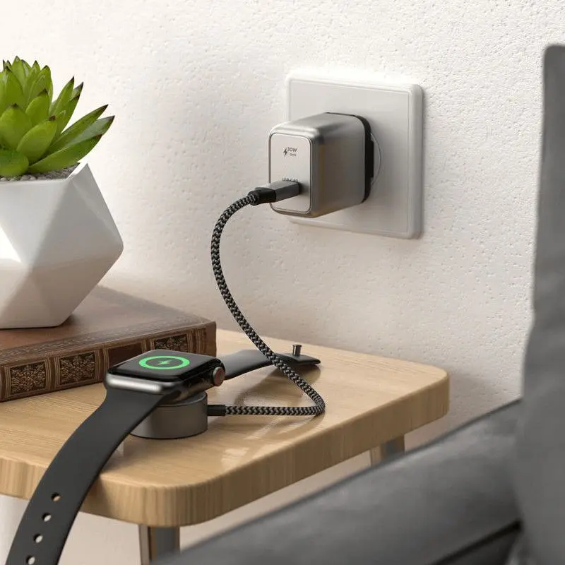 Бездротовий зарядний пристрій Satechi Charging Cable for Apple Watch USB-C Magnetic Space Gray (ST-TCAW7CM) - фото 5