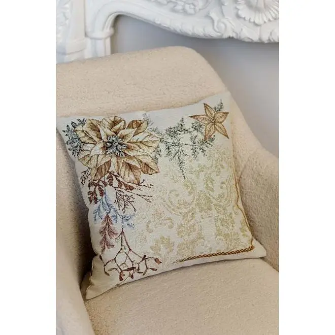 Наволочка гобеленова Прованс Золоте свято Квітка 45х45 см (36962) - фото 2
