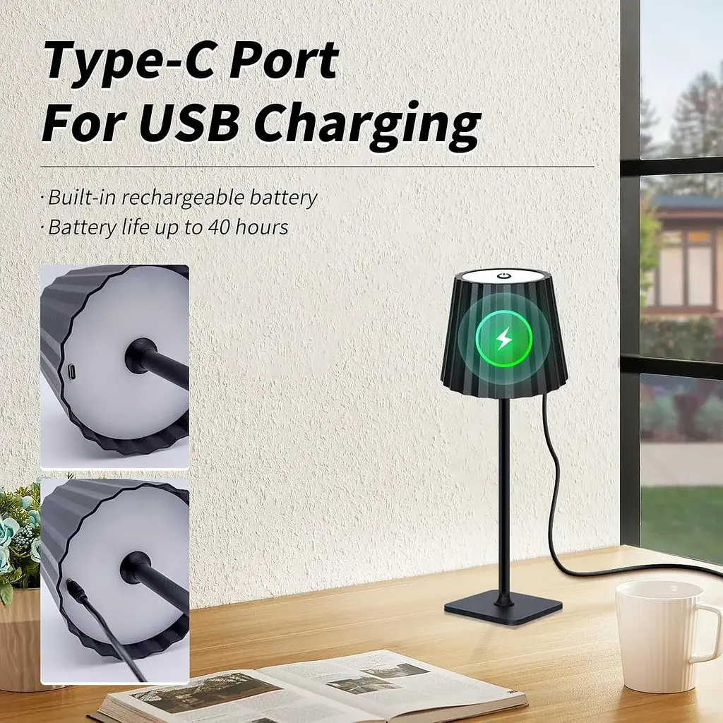 Mr. White Набір з 2 бездротових сенсорних світлодіодних настільних ламп, що перезаряджаються - фото 5