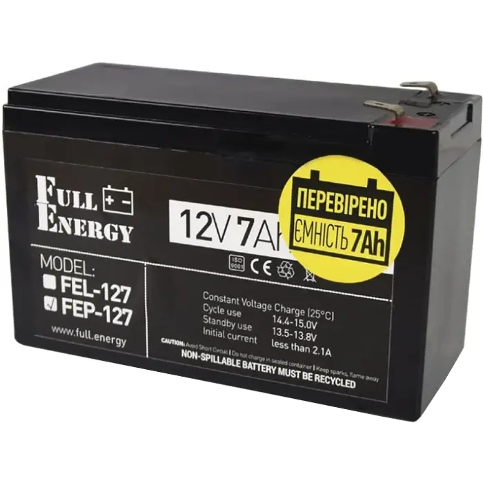 Акумуляторна батарея Full Energy 12V-7.0Ah, AGM - фото 3