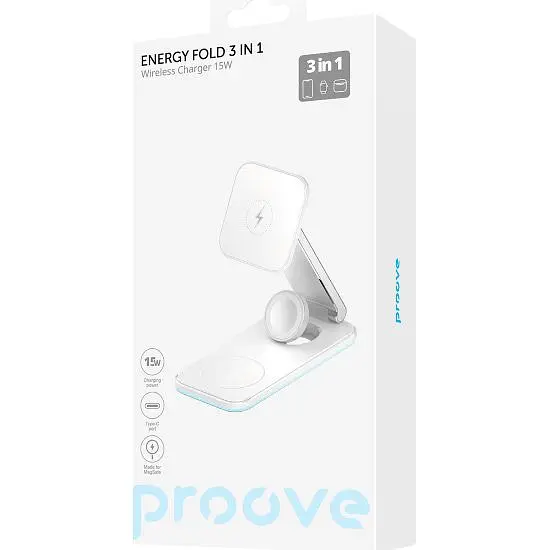 Бездротовий зарядний пристрій Proove Energy Fold 3 in 1 White (WSEF15010002) [99594] - фото 5