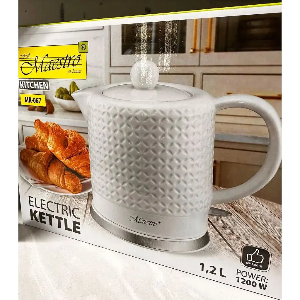 Электрочайник керамический Maestro MR-067 дисковый Маэстро 1.2л 1200 Вт Белый - фото 5