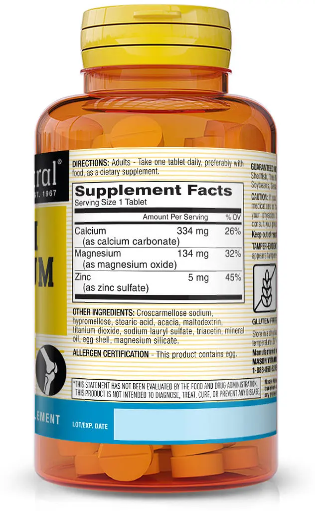 Вітаміни та мінерали Mason Natural Calcium Magnesium & Zinc, 100 таблеток - фото 2