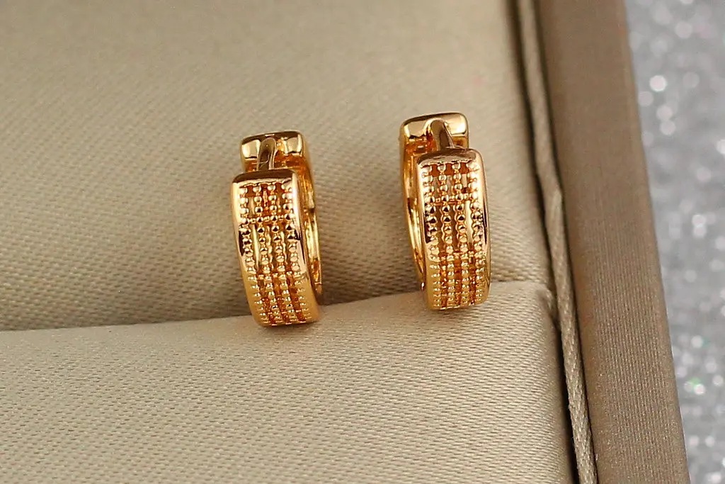 Сережки Xuping Jewelry колечка сіточка 1 см золотисті