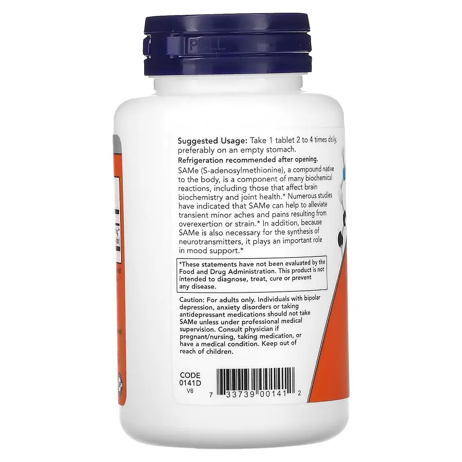 S-аденозилметіонін Now SAMe 400 mg 60 таблеток для бородьби зі стресом - фото 3