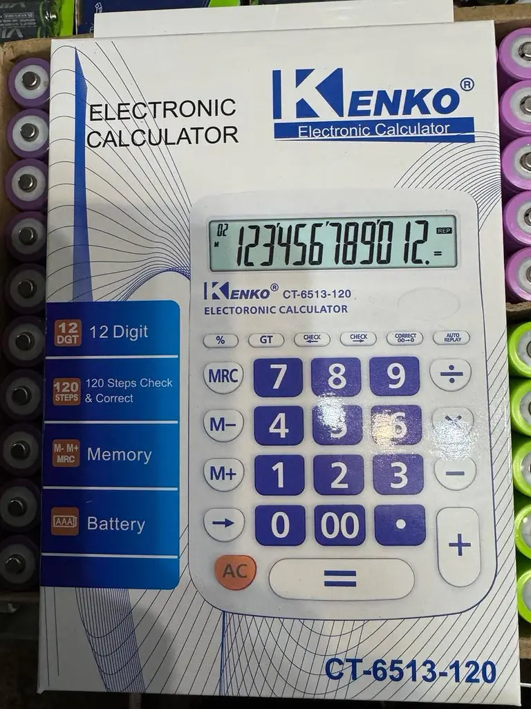 Калькулятор настольный KENKO CT-6513-120, 12-разрядный, большой дисплей, 120 шагов проверки (Check & Correct), Auto Replay - фото 2