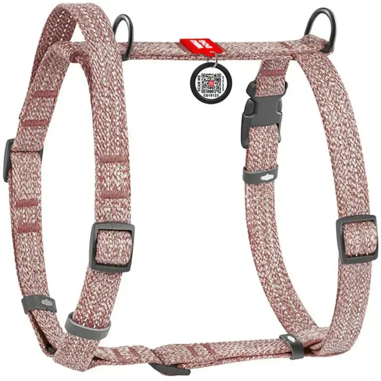 Шлея для собак Waudog Re-cotton H-подібна з QR паспортом світловідбиваюча S 36-42 см коричнева - фото 1