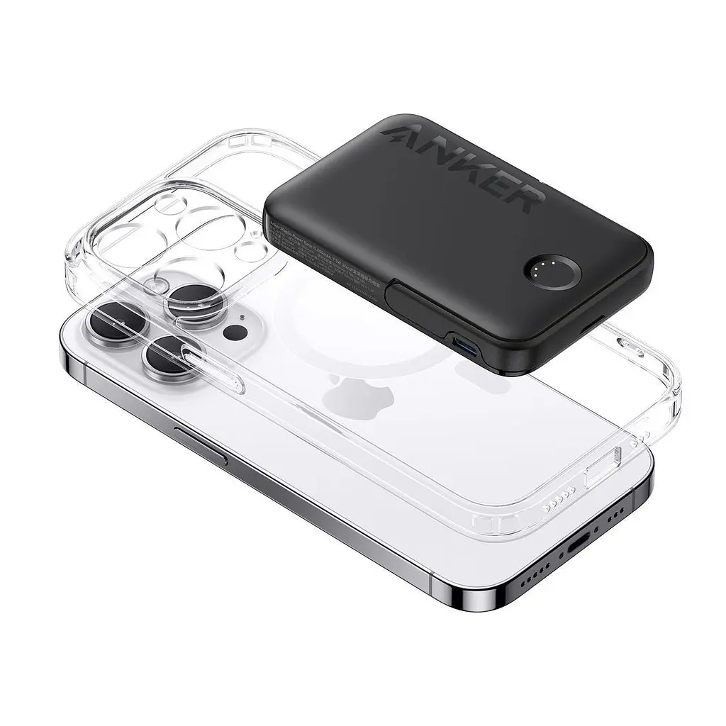 Магнитный Magsafe повербанк Anker A1618 5000 mAh для iPhone с подставкой для телефона черный - фото 6