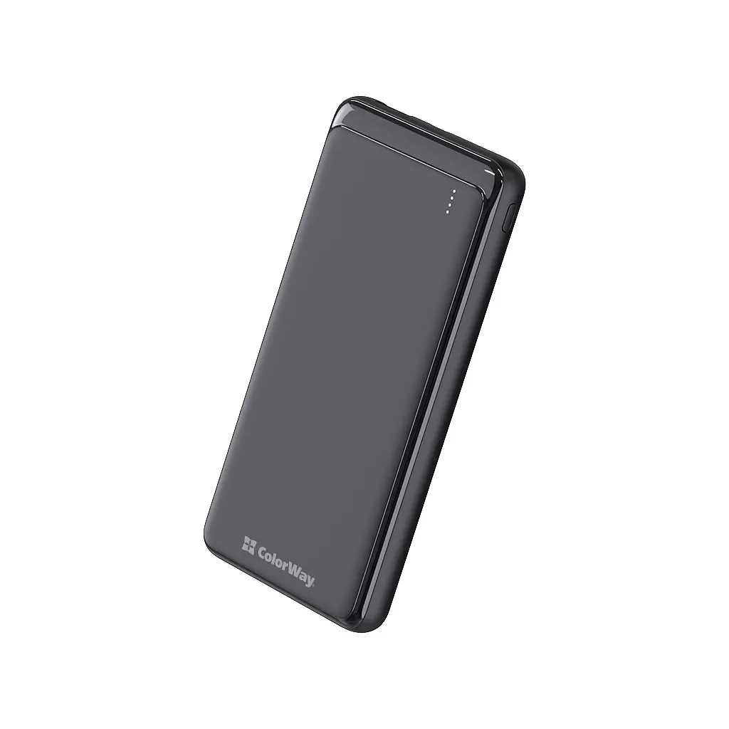 Батарея універсальна ColorWay 10 000 mAh Slim (USB QC3.0 + USB-C Power Delivery 18W) Black (CW-PB100LPG3BK-PD)