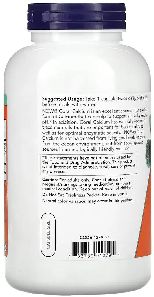 Вітаміни та мінерали NOW Coral Calcium 1000 mg, 250 вегакапсул - фото 3