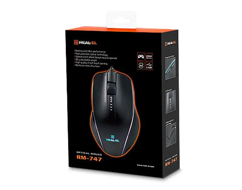 Миша REAL-EL RM-747 Black USB - фото 7