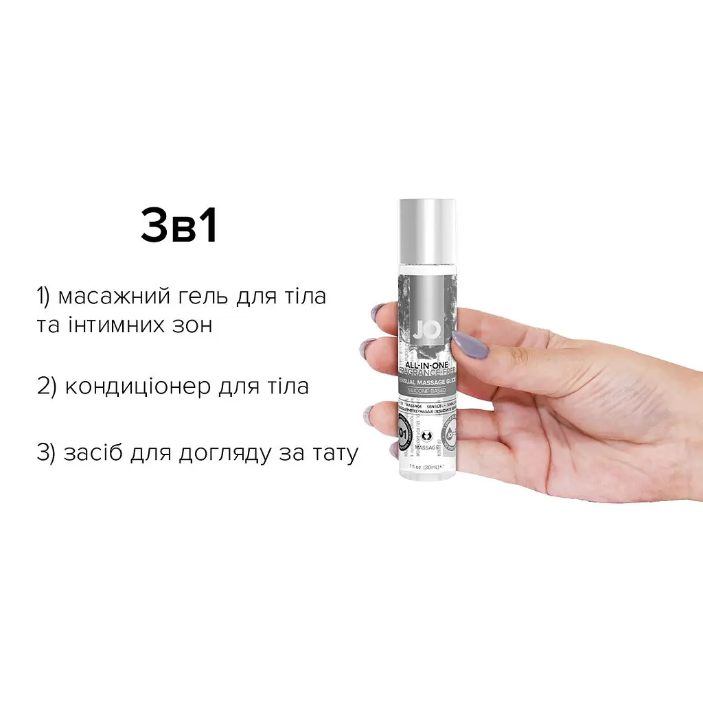 Гель для масажу на силіконовій основі JO ALL-IN-ONE MASSAGE GLIDE - FRAGANCE FREE (30 мл) - фото 2