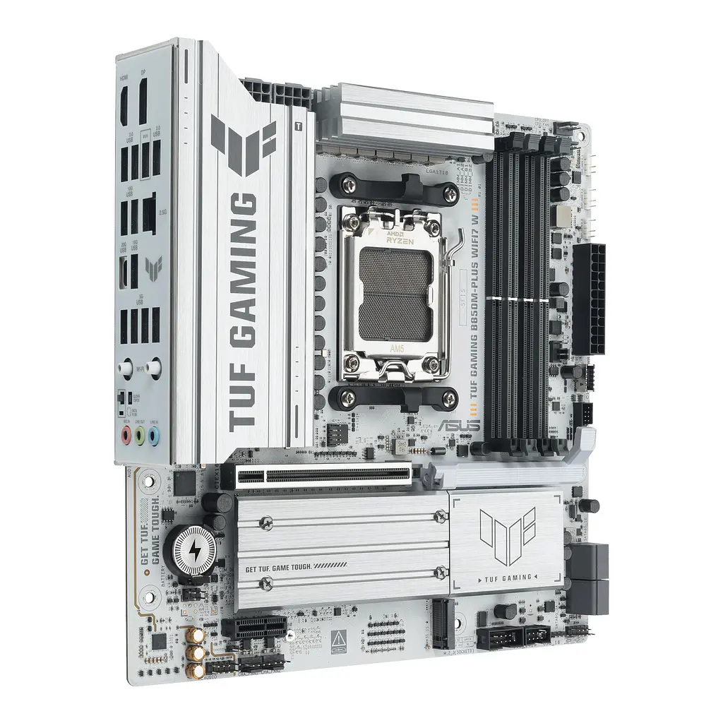 Материнская плата Asus TUF GAMING B850M-PLUS WIFI7 W sAM5 B850 4xDDR5 M.2 HDMI DP Wi-Fi BT mATX белая - фото 3