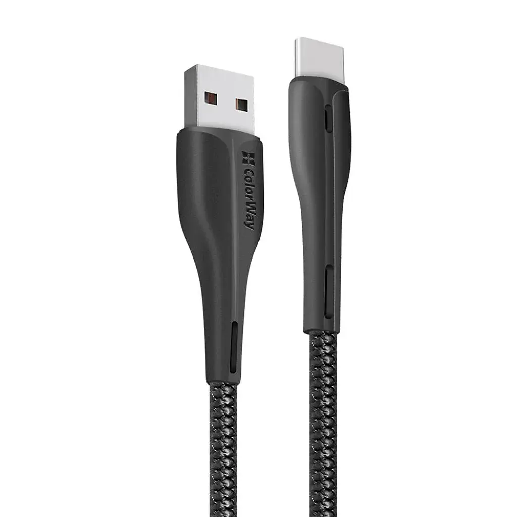 Дата кабель USB 2.0 AM to USB-C 1.0m led black ColorWay (CW-CBUC034-BK) - фото 2