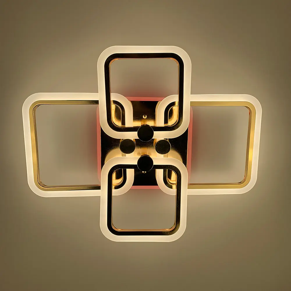 Золотая LED люстра на 2+2 рожка квадратной формы Line.F A 2503/2+2 RGB GD - фото 9