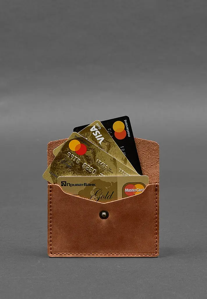 Кожаный кард-кейс 9.0 светло-коричневый Crazy Horse - фото 4