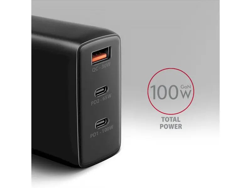 Мережевий зарядний пристрій AXAGON 100 W Black (ACU-DPQ100) - фото 2