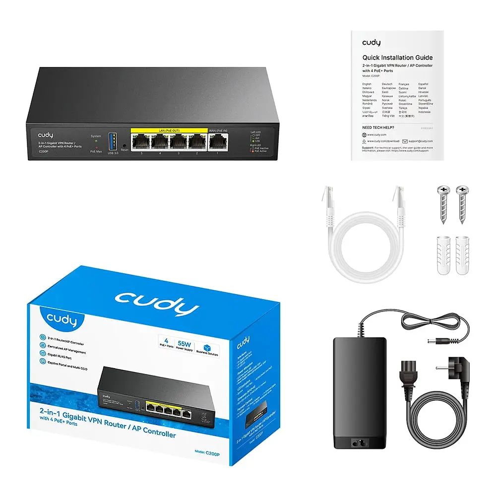 Контролер точок доступу AP / гігабітний VPN-маршрутизатор Cudy C200P з 4 портами PoE+ (73-00668) - фото 10