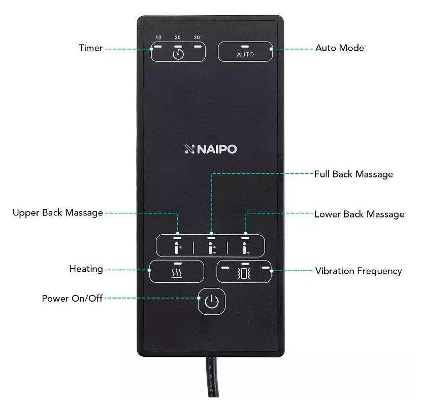 Масажна накидка на крісло NAIPO Neck & Back Massager з підігрівом, вібрацією та функцією масажу Шиатцу; модель - MGBK-2606H - фото 3
