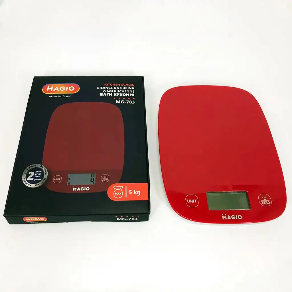 Кухонные настольные электронные весы Magio MG-783 с сенсорным управлением LCD-дисплей до 5 кг Красный - фото 4