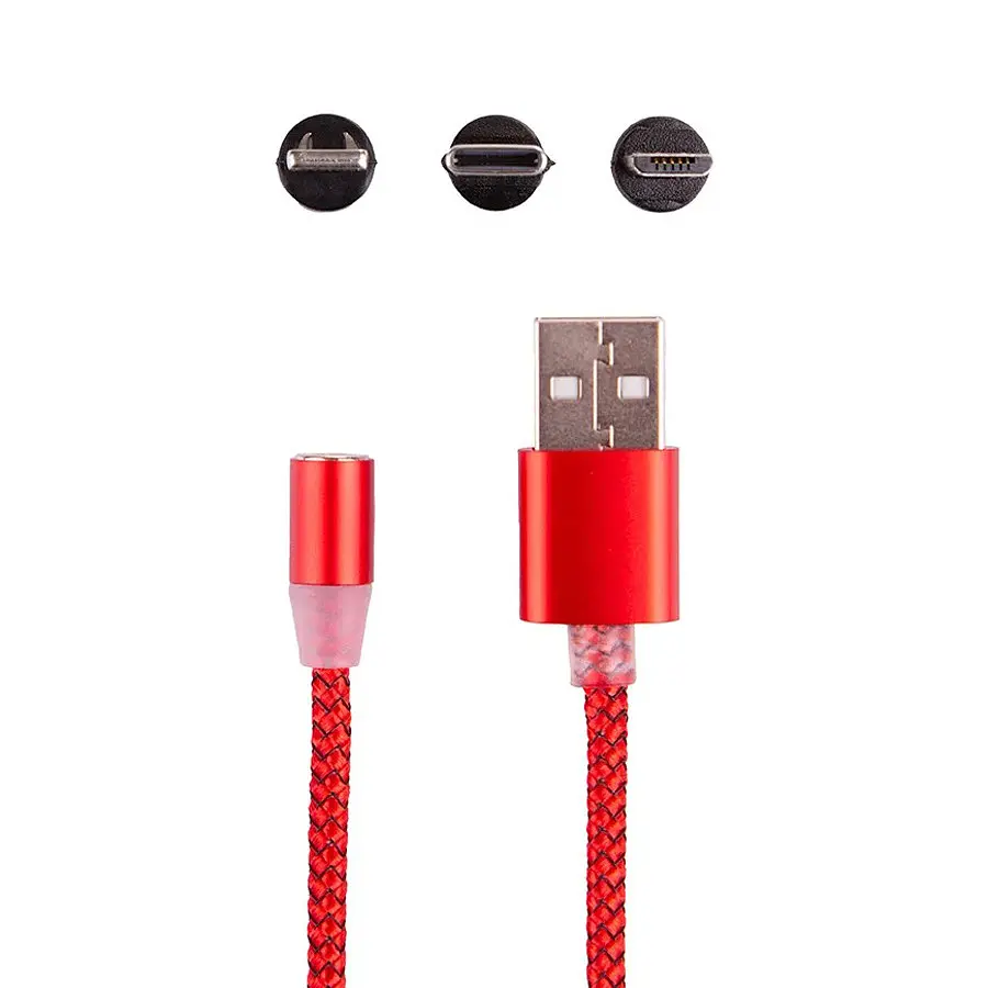 Магнитный кабель для зарядки телефона 3в1 "X-Cable" Красный, шнур для айфона/Type-C/microUSB провод - фото 3