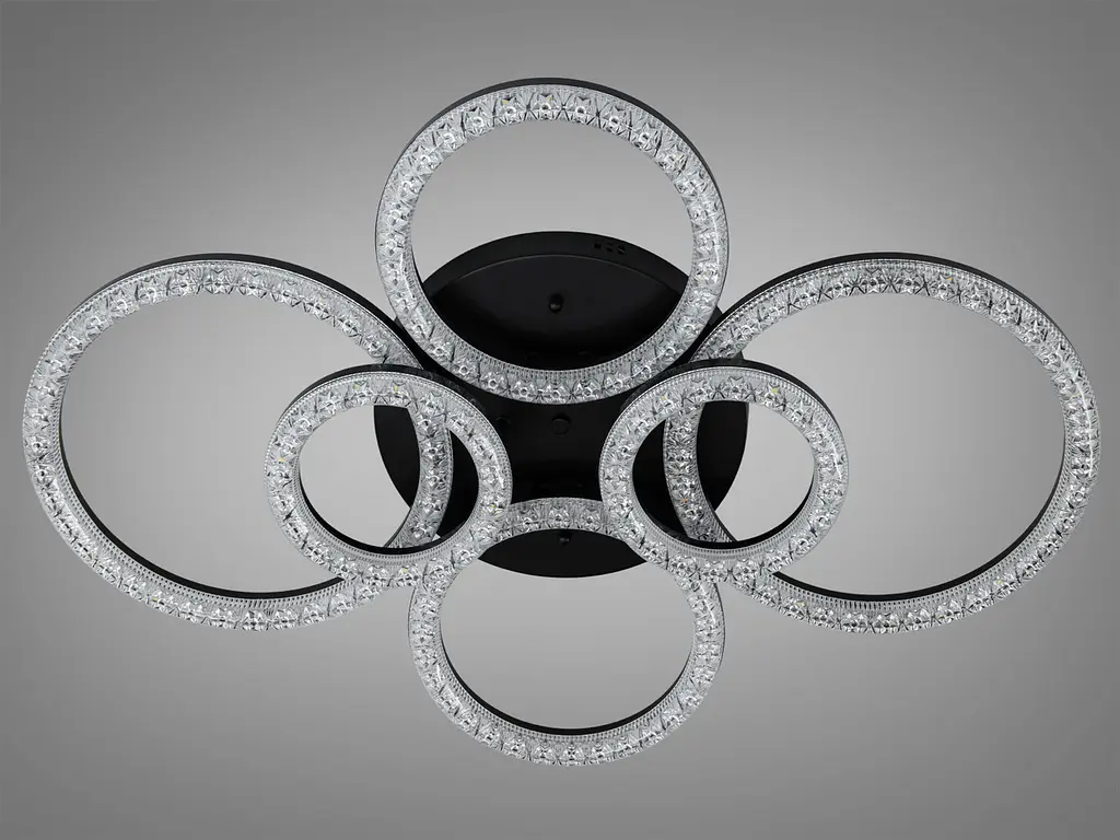 Стельова LED-люстра Diasha MX4770/2+2BK 135W, 6 кілець, 3 кольори світла, 60×82 см, настінний вимикач - фото 5