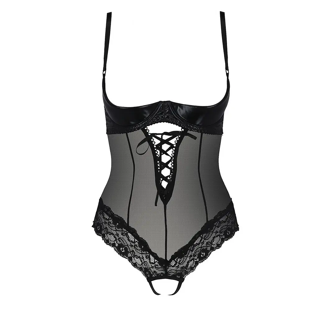 Боді з відкритими грудьми Passion Exclusive NORTH BODY S/M, black - фото 3