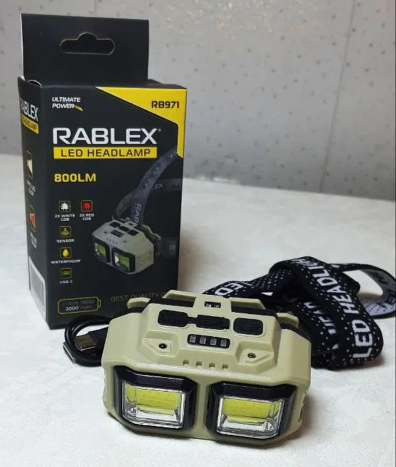 Яркий налобный фонарь Rablex RB 971 с красным и белым светом аккумуляторный с датчиком движения 18650 IP44 - фото 7