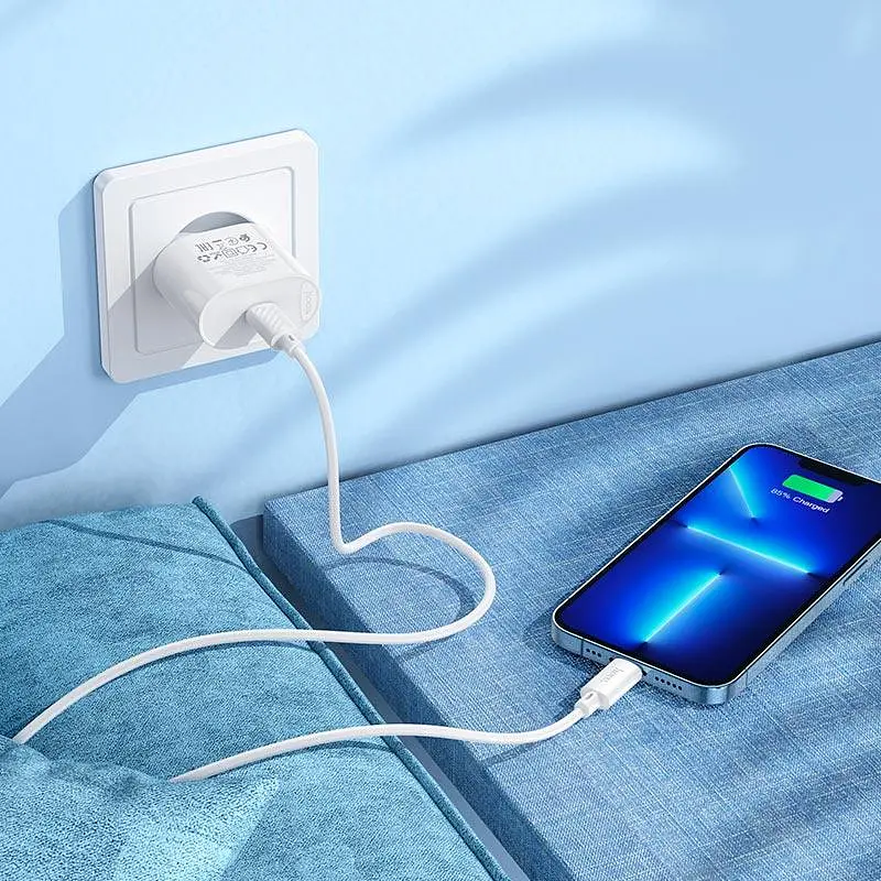 Адаптер сетевой HOCO Type-C to Lightning Fighter single port charger set C109A 1Type-C, 3A/20W, PD/ - фото 3