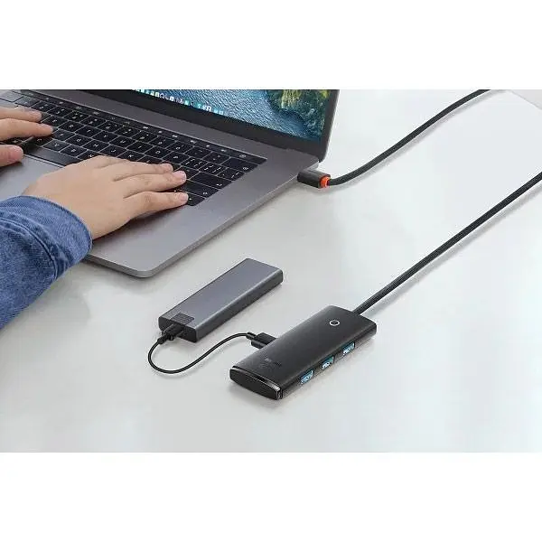 USB-хаб Baseus Lite Series 4-in-1 Hub Adapter Black (WKQX030401) [105720] - фото 7