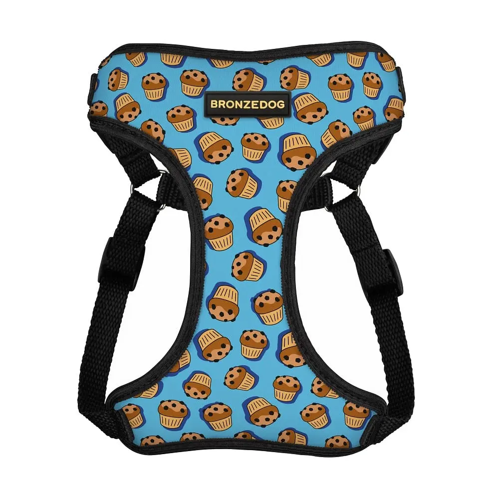 Шлея для собак Bronzedog Sport Кексы M 22х20х2 см голубая - фото 2