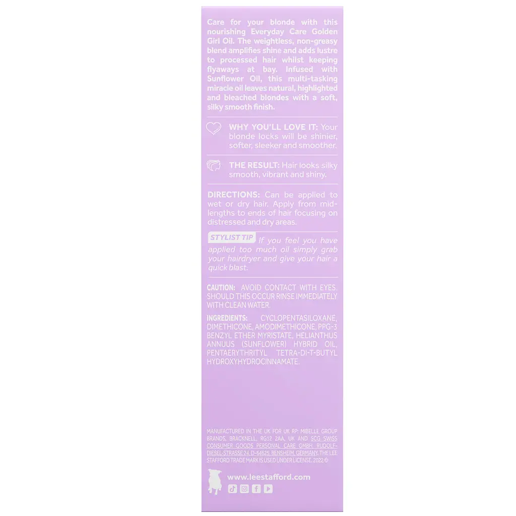 Олія для освітленого волосся Lee Stafford Bleach Blondes Everyday Care Golden Girl Oil 50 мл - фото 4